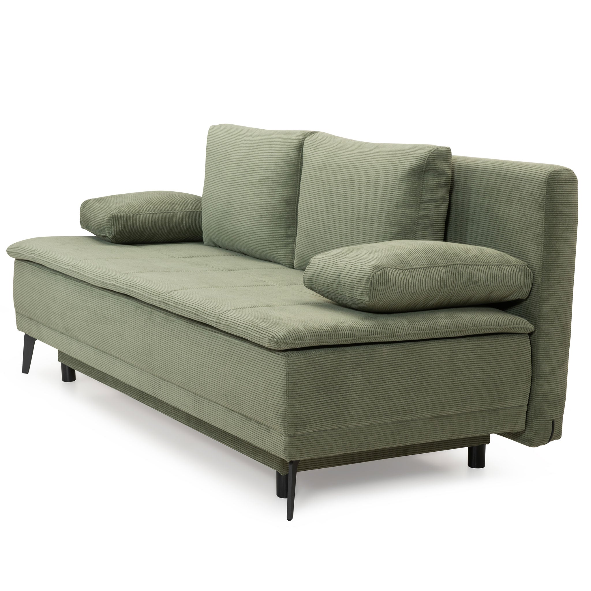 grünes Schlafsofa Seitenansicht