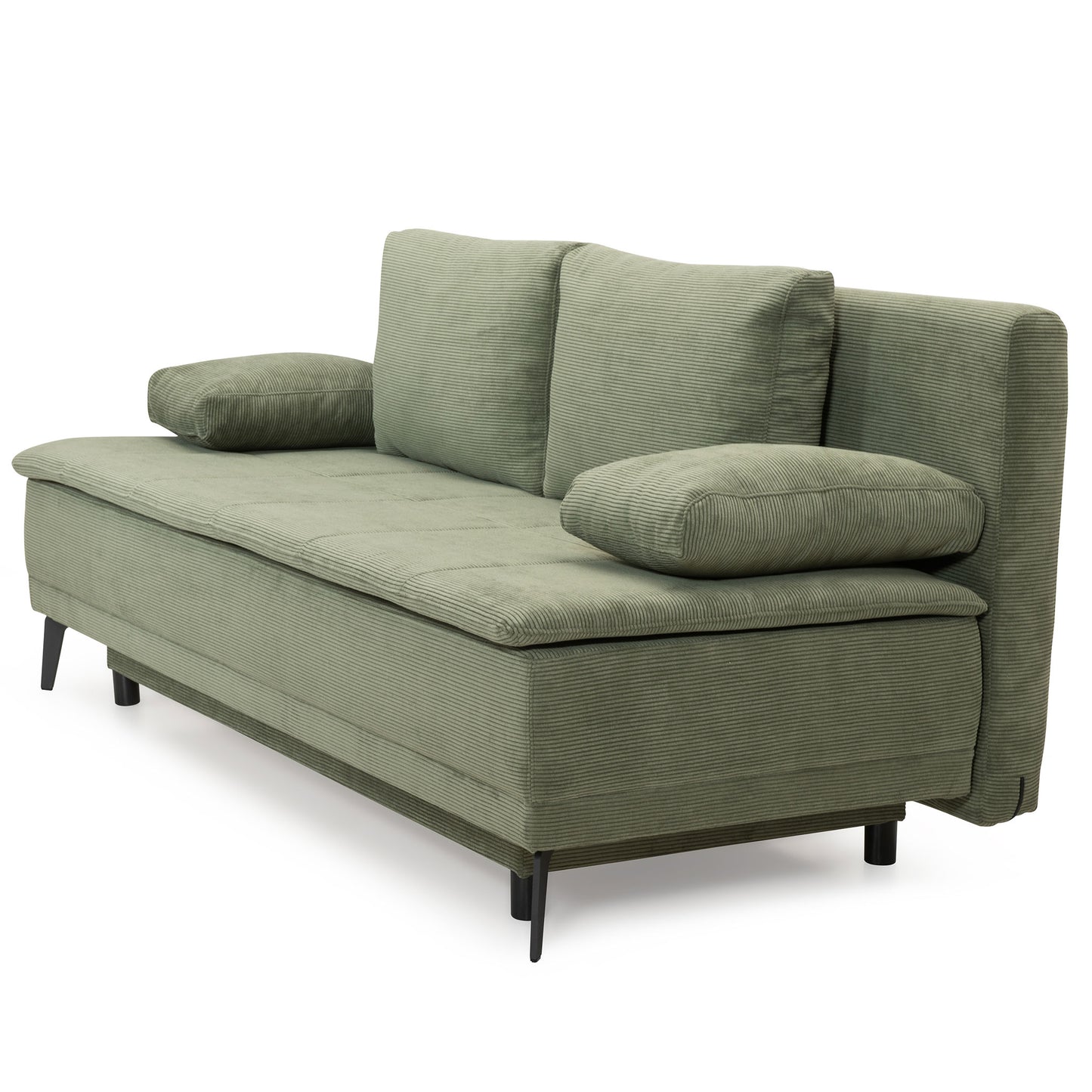 grünes Schlafsofa Seitenansicht