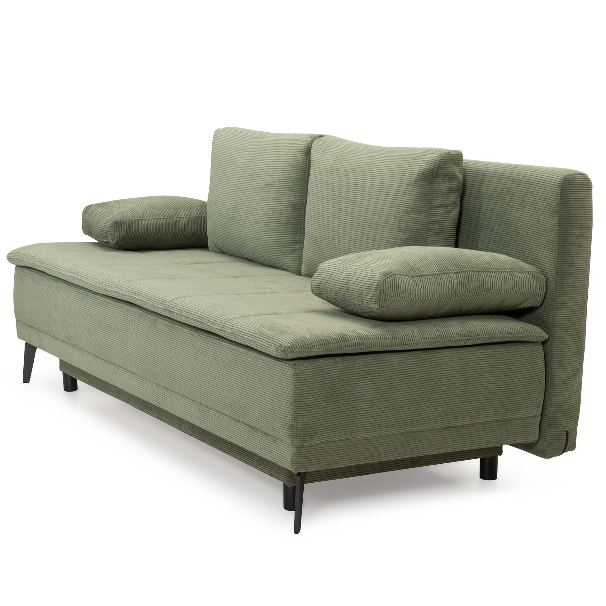 grünes Schlafsofa Seitenansicht