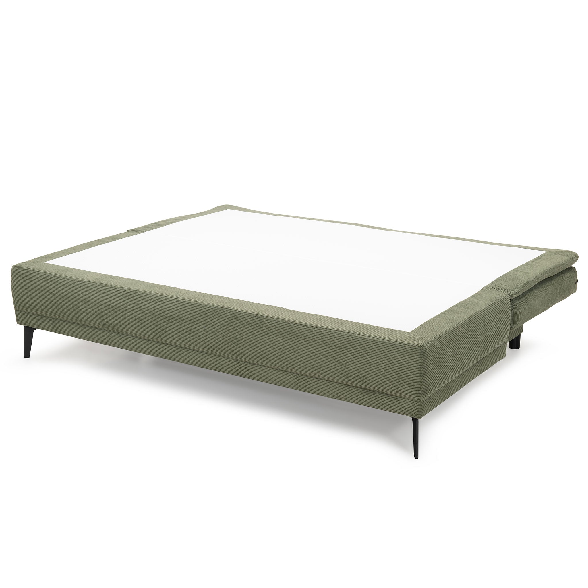 grünes Schlafsofa aufgeklappt