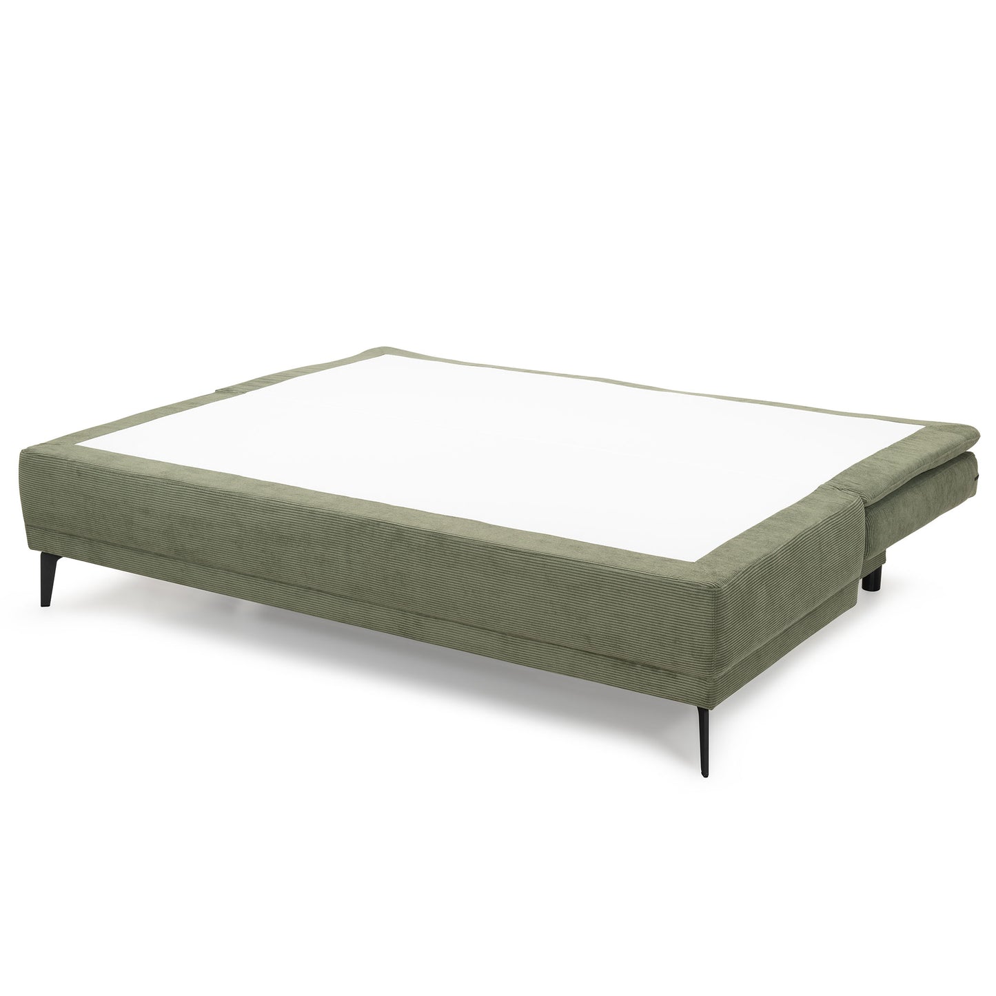 grünes Schlafsofa aufgeklappt