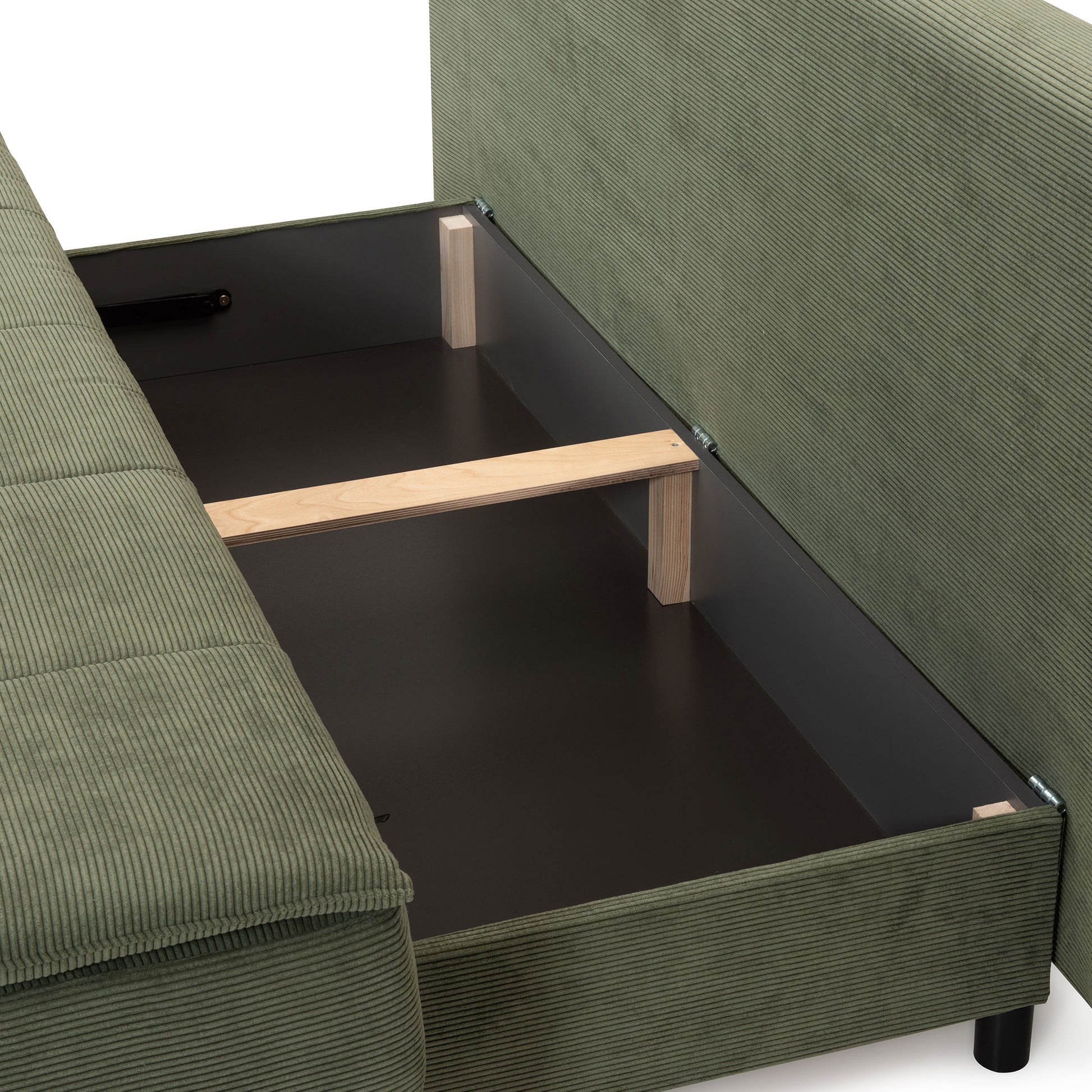 grünes Schlafsofa Stauraum