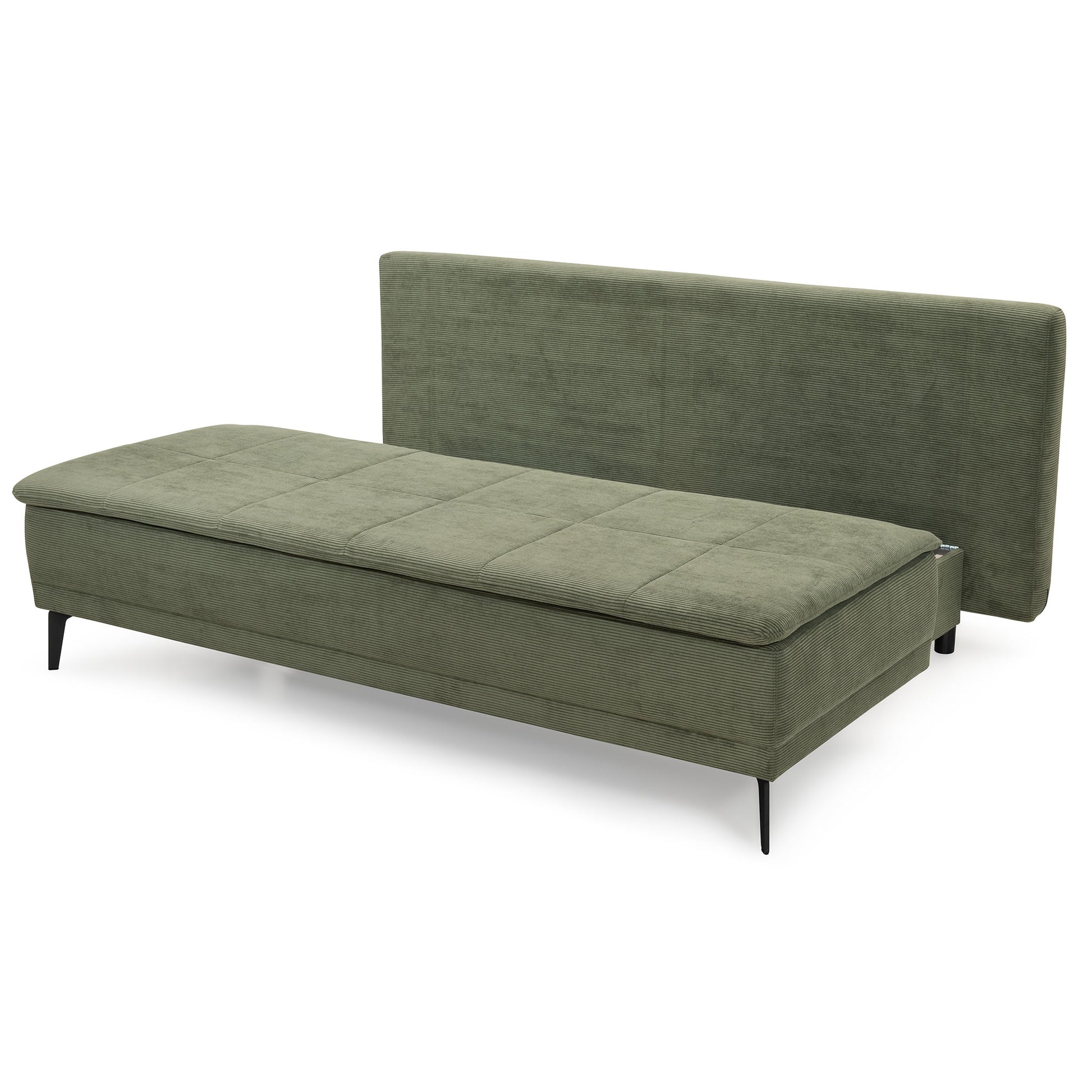 grünes Schlafsofa aufgeklappt