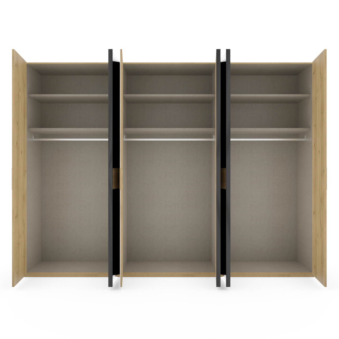 kleiderschrank mit asteiche und drehtüren innenansicht