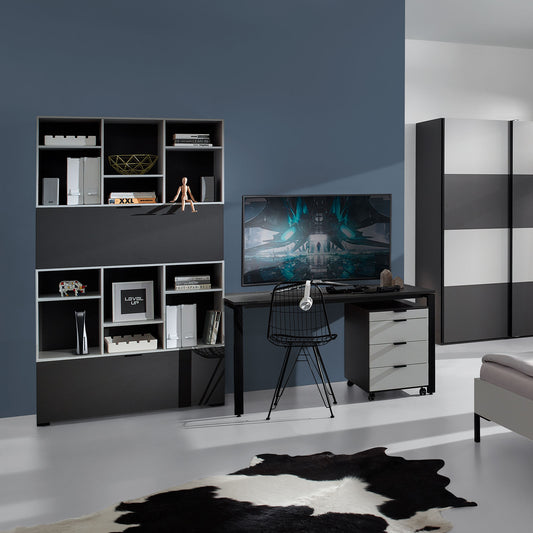 Jugendzimmer mit Pult in anthrazit-weiss