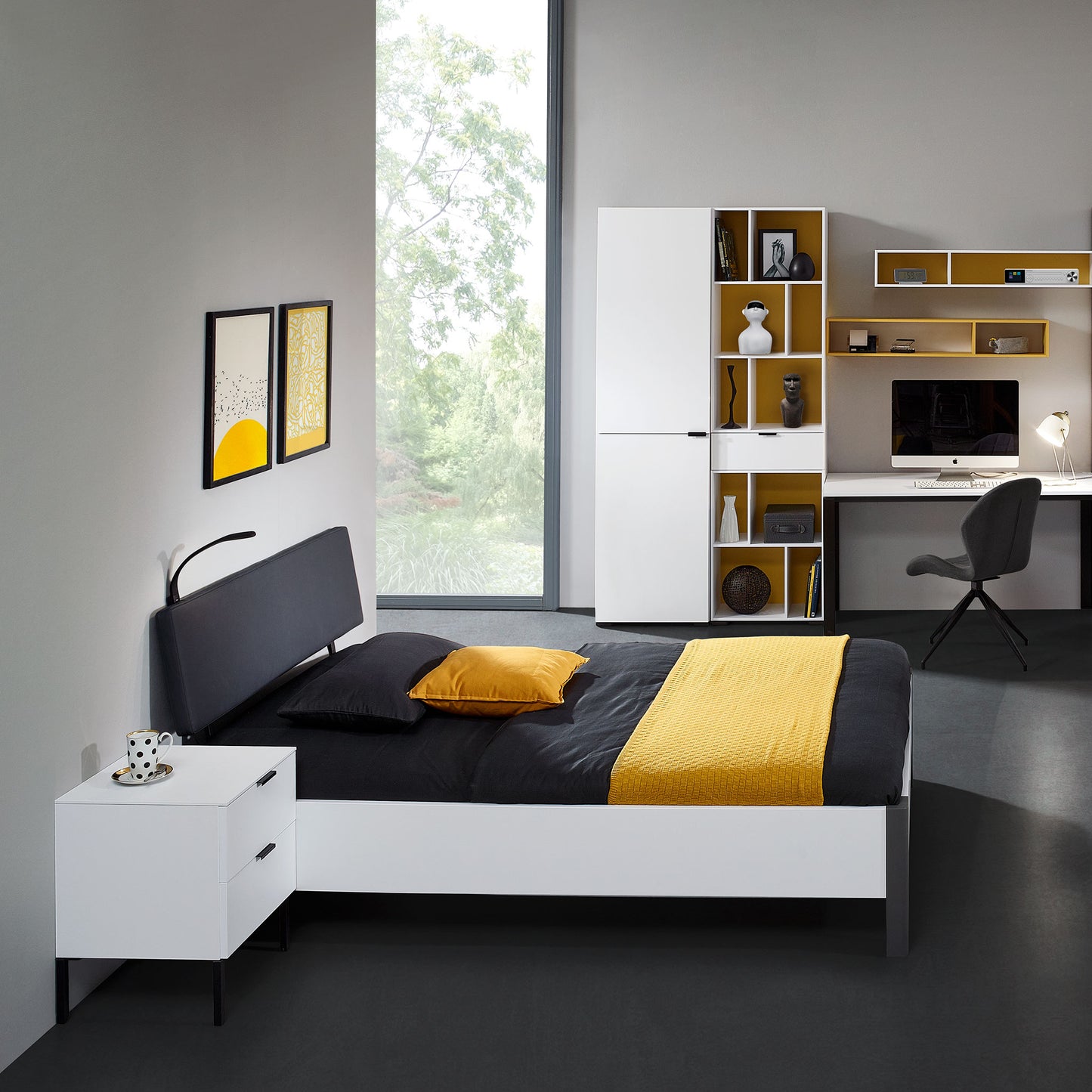 Jugendzimmer in Grau-Gelb