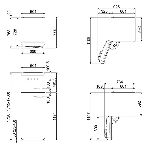 SMEG FAB30RCR5 Kühl-Gefrierkombination im 50’s Style – Ausstellungsstück, neu