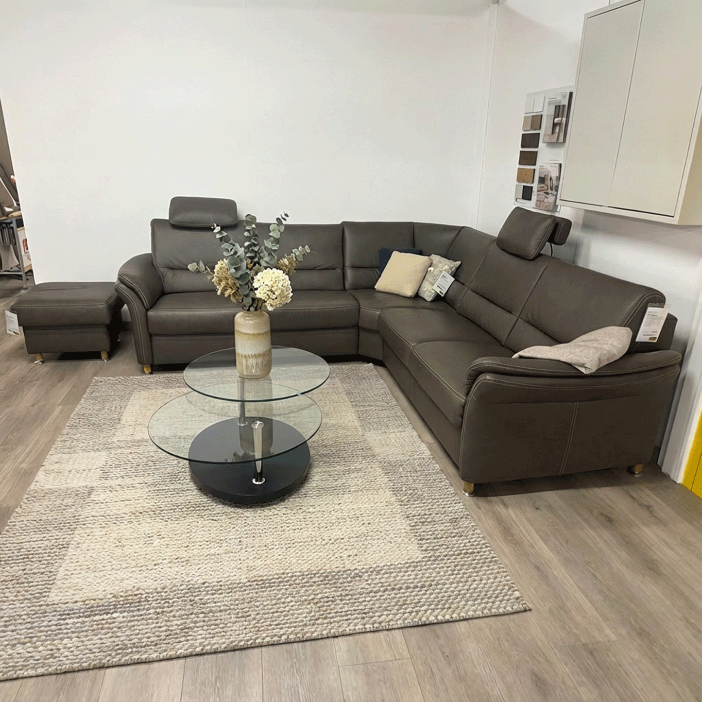 graues eck-ledersofa